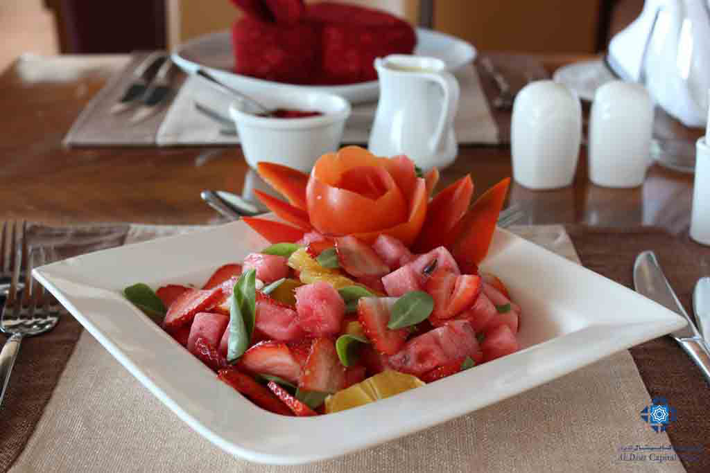 Watermelon and strawberry salad at Panorama Restaurant